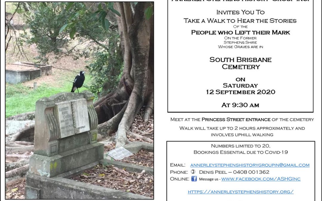 South Brisbane Cemetery Walk – 12 September 2020