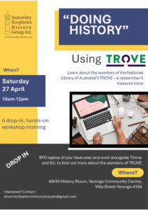 Doing History: Using Trove - a beginner's guide @ Yeronga Community Centre (enter via Villa Street)